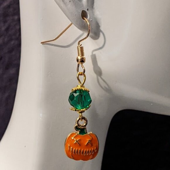 Handmade Jewelry - Halloween Pumpkin Drop Earrings